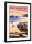 Half Moon Bay, California - Woody on the Beach-Lantern Press-Framed Art Print