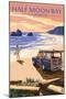 Half Moon Bay, California - Woody on the Beach-Lantern Press-Mounted Art Print