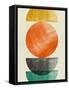 Half Moons and Tangerine Circle I-Eline Isaksen-Framed Stretched Canvas