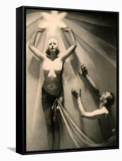 Half Naked Man and Woman During a Performance at the French Music Hall, the Folies Bergere-null-Framed Stretched Canvas