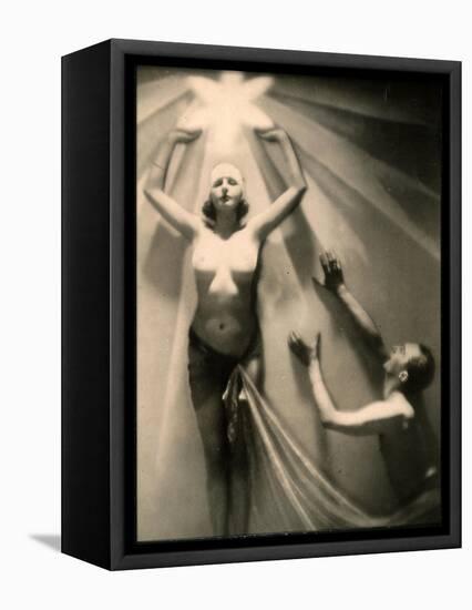 Half Naked Man and Woman During a Performance at the French Music Hall, the Folies Bergere-null-Framed Stretched Canvas