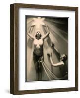 Half Naked Man and Woman During a Performance at the French Music Hall, the Folies Bergere-null-Framed Photographic Print