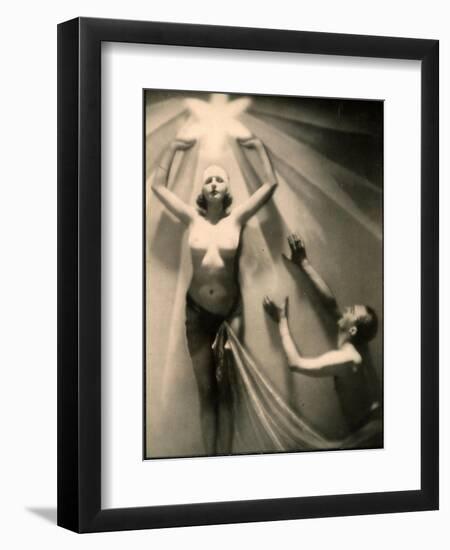 Half Naked Man and Woman During a Performance at the French Music Hall, the Folies Bergere-null-Framed Photographic Print