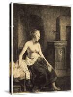 Half-Naked Woman by a Stove, 1658-Rembrandt van Rijn-Stretched Canvas