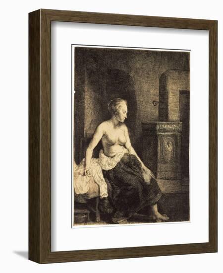 Half-Naked Woman by a Stove, 1658-Rembrandt van Rijn-Framed Giclee Print