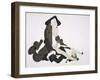 Half Naked Woman in Highwayman's Cloak Straddles a Man, C.1928 (Coloured Etching)-Charles Martin-Framed Giclee Print