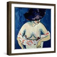 Half-Naked Woman with a Hat, 1911-Ernst Ludwig Kirchner-Framed Giclee Print