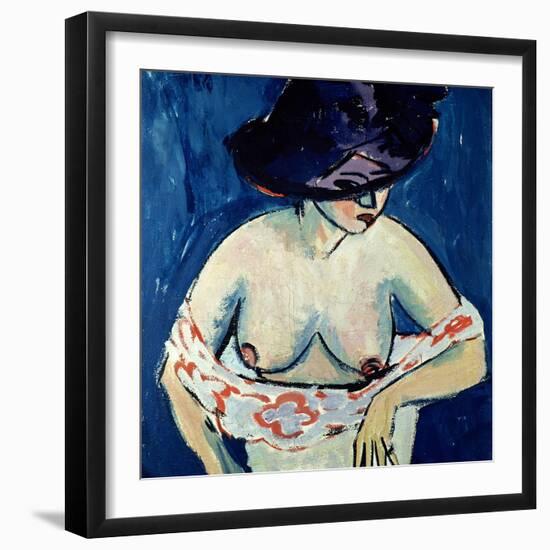 Half-Naked Woman with a Hat, 1911-Ernst Ludwig Kirchner-Framed Giclee Print