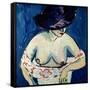 Half-Naked Woman with a Hat, 1911-Ernst Ludwig Kirchner-Framed Stretched Canvas