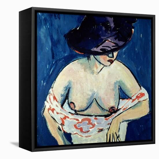 Half-Naked Woman with a Hat, 1911-Ernst Ludwig Kirchner-Framed Stretched Canvas