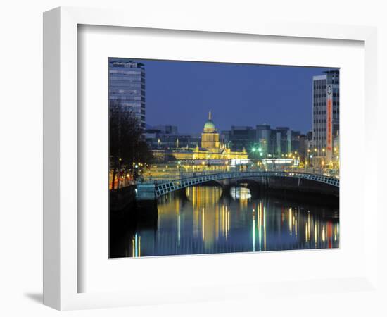 Half Penny Bridge and Custom House, Dublin, Ireland-Jon Arnold-Framed Photographic Print