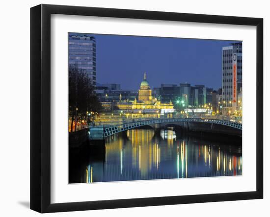 Half Penny Bridge and Custom House, Dublin, Ireland-Jon Arnold-Framed Photographic Print