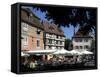 Half Timbered and Painted Buildings and Restaurants, Colmar, Haut Rhin, Alsace, France, Europe-Richardson Peter-Framed Stretched Canvas