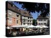 Half Timbered and Painted Buildings and Restaurants, Colmar, Haut Rhin, Alsace, France, Europe-Richardson Peter-Stretched Canvas