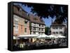 Half Timbered and Painted Buildings and Restaurants, Colmar, Haut Rhin, Alsace, France, Europe-Richardson Peter-Framed Stretched Canvas