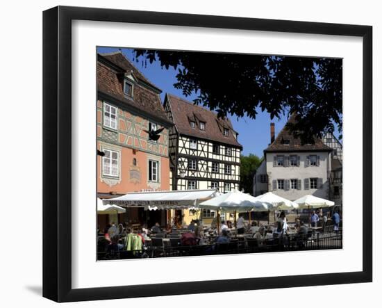 Half Timbered and Painted Buildings and Restaurants, Colmar, Haut Rhin, Alsace, France, Europe-Richardson Peter-Framed Photographic Print