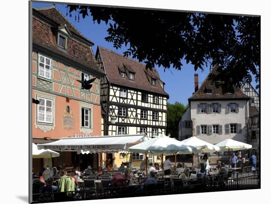 Half Timbered and Painted Buildings and Restaurants, Colmar, Haut Rhin, Alsace, France, Europe-Richardson Peter-Mounted Photographic Print