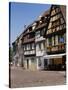 Half Timbered Buildings Along the Quai De La Poissonnerie, Colmar, Haut Rhin, Alsace, France-Richardson Peter-Stretched Canvas