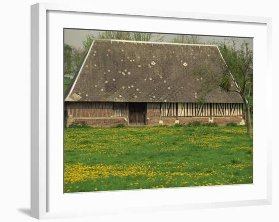 Half Timbered Farm Building Near Pont Audemer, Marais Vernier, Haute Normandie, France-Michael Busselle-Framed Photographic Print