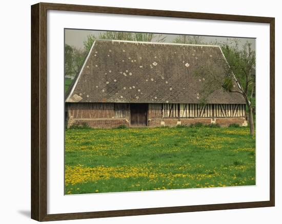 Half Timbered Farm Building Near Pont Audemer, Marais Vernier, Haute Normandie, France-Michael Busselle-Framed Photographic Print