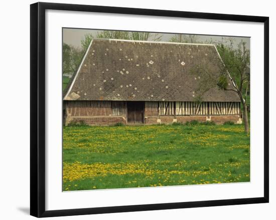 Half Timbered Farm Building Near Pont Audemer, Marais Vernier, Haute Normandie, France-Michael Busselle-Framed Photographic Print