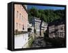 Half-Timbered Houses and River Rur, Monschau, North Rhine-Westphalia, Germany-Gavin Hellier-Framed Stretched Canvas