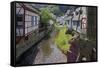 Half-timbered Houses in Monreal on River Elz, Eifel, Rhineland-Palatinate, Germany, Europe-Hans-Peter Merten-Framed Stretched Canvas