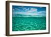 Half Water Half Land, Clouds over the Pacific Ocean, Bora Bora, French Polynesia-null-Framed Photographic Print