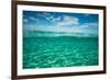 Half Water Half Land, Clouds over the Pacific Ocean, Bora Bora, French Polynesia-null-Framed Photographic Print