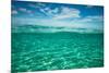 Half Water Half Land, Clouds over the Pacific Ocean, Bora Bora, French Polynesia-null-Mounted Photographic Print