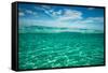 Half Water Half Land, Clouds over the Pacific Ocean, Bora Bora, French Polynesia-null-Framed Stretched Canvas
