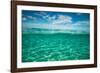 Half Water Half Land, Clouds over the Pacific Ocean, Bora Bora, French Polynesia-null-Framed Photographic Print