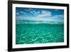 Half Water Half Land, Clouds over the Pacific Ocean, Bora Bora, French Polynesia-null-Framed Photographic Print