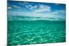 Half Water Half Land, Clouds over the Pacific Ocean, Bora Bora, French Polynesia-null-Mounted Photographic Print