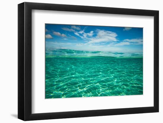 Half Water Half Land, Clouds over the Pacific Ocean, Bora Bora, French Polynesia-null-Framed Photographic Print