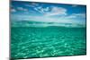 Half Water Half Land, Clouds over the Pacific Ocean, Bora Bora, French Polynesia-null-Mounted Photographic Print