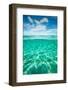 Half Water Half Land, Clouds over the Pacific Ocean, Bora Bora, French Polynesia-null-Framed Photographic Print