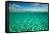 Half Water Half Land, Clouds over the Pacific Ocean, Bora Bora, French Polynesia-null-Framed Stretched Canvas