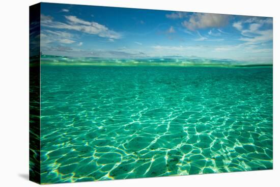 Half Water Half Land, Clouds over the Pacific Ocean, Bora Bora, French Polynesia-null-Stretched Canvas