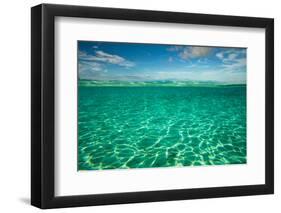 Half Water Half Land, Clouds over the Pacific Ocean, Bora Bora, French Polynesia-null-Framed Photographic Print