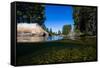 Half Water Half Land, Reflection of Trees in a River, Walker River-null-Framed Stretched Canvas