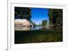 Half Water Half Land, Reflection of Trees in a River, Walker River-null-Framed Photographic Print