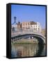 Halfpenny Bridge and River Liffey, Dublin, Ireland/Eire-Firecrest Pictures-Framed Stretched Canvas