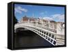 Halfpenny Bridge over River Liffey, Dublin, Republic of Ireland, Europe-Hans Peter Merten-Framed Stretched Canvas