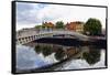 Halfpenny Bridge Over the Liffy River-George Oze-Framed Stretched Canvas