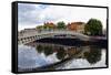 Halfpenny Bridge Over the Liffy River-George Oze-Framed Stretched Canvas