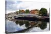 Halfpenny Bridge Over the Liffy River-George Oze-Stretched Canvas