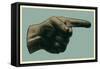 Halftone Pointing Finger. Engraved Style. Vector Illustration-jumpingsack-Framed Stretched Canvas