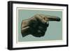 Halftone Pointing Finger. Engraved Style. Vector Illustration-jumpingsack-Framed Art Print