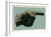 Halftone Pointing Finger. Engraved Style. Vector Illustration-jumpingsack-Framed Art Print